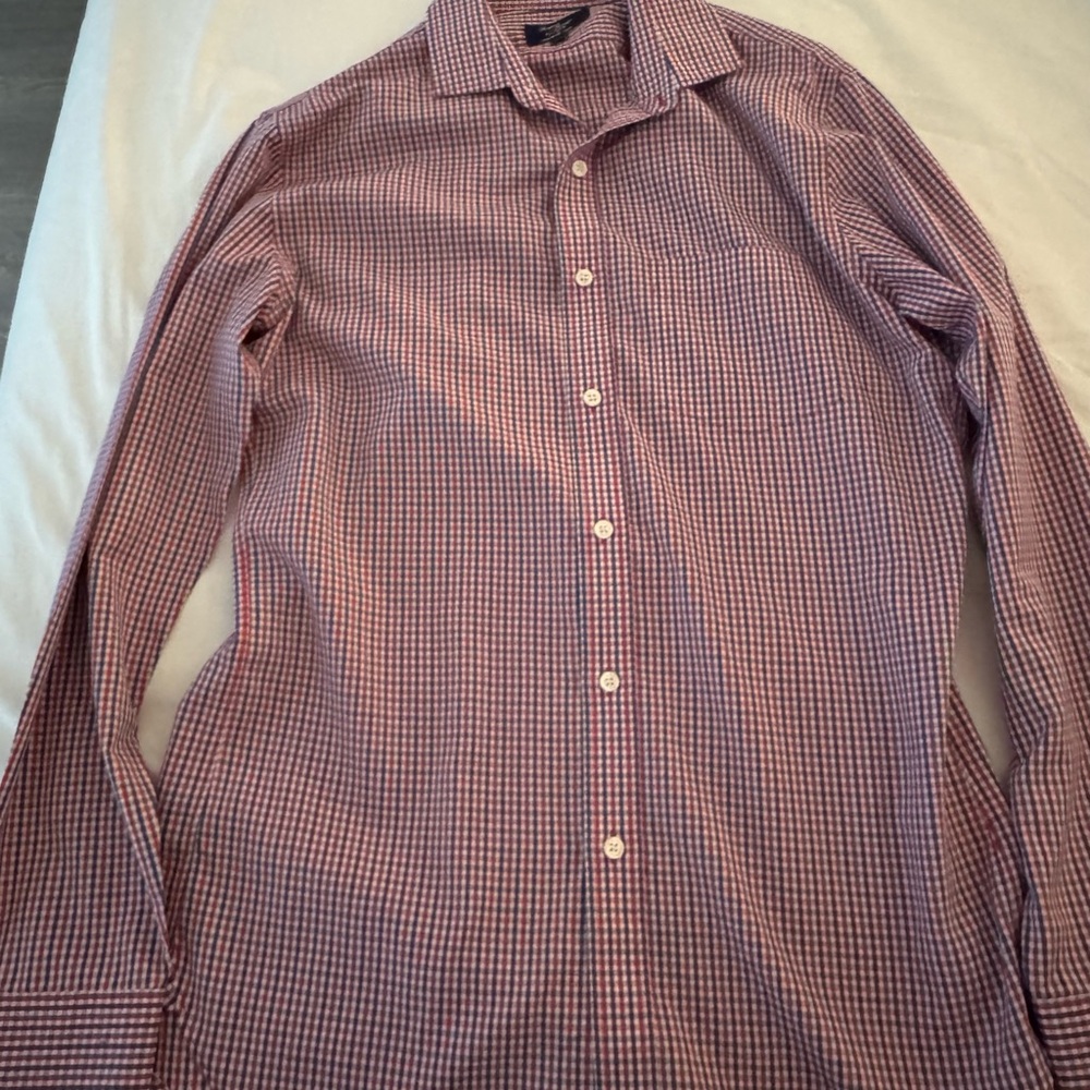 J. Crew Thompson Red Dress Shirt with Sophisticated Checkered Pattern